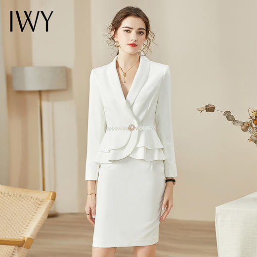 IWY/白色高端名媛职业装套装女小香风气质时尚小西装套裙美容院工作服CS936 商品图0