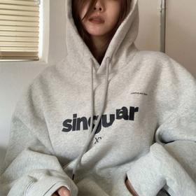 【百搭时尚潮流】新款秋冬LIL CHER连帽卫衣女加绒加厚宽松韩版慵懒风上衣