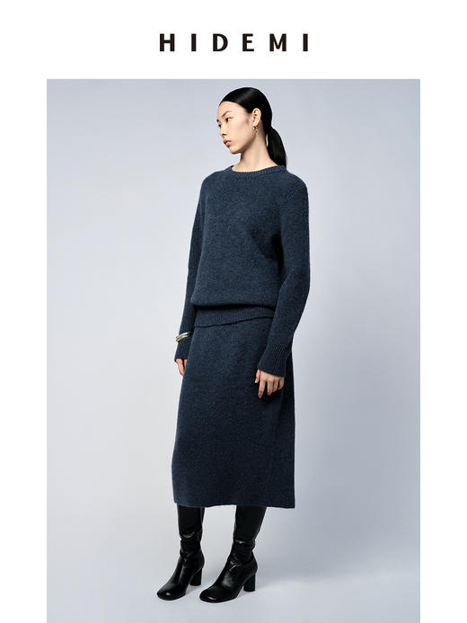 HIDEMI 琥珀蓝羊驼绒套装 毛衣/半身裙 商品图9