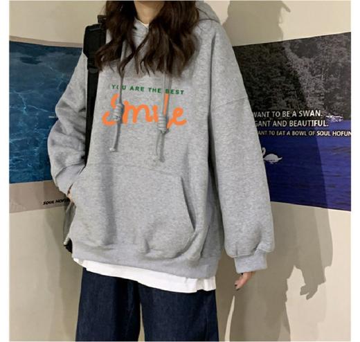 国潮牌ins美式卫衣女宽松oversize设计感小众chic秋冬季加绒外套 商品图2