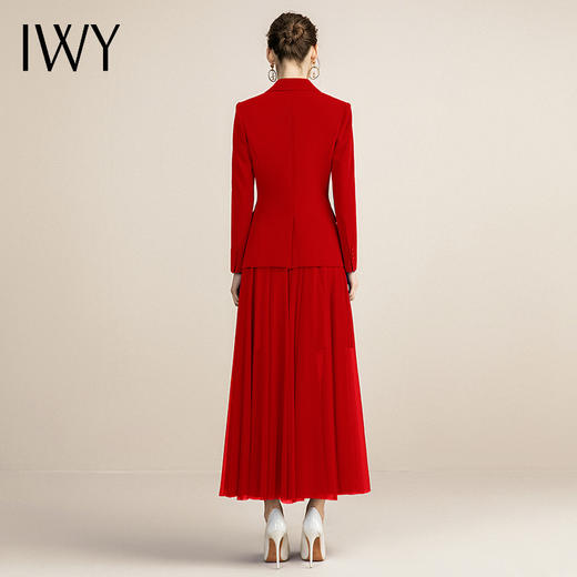IWY/气质干练红色西装纱裙女时尚宴会主持人上镜职业装修身显瘦工作服213205C1+S2 商品图3