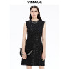 VIMAGE纬漫纪冬季新款优雅气质收腰钉珠礼服裙长裙连衣裙5V1607237 商品缩略图0