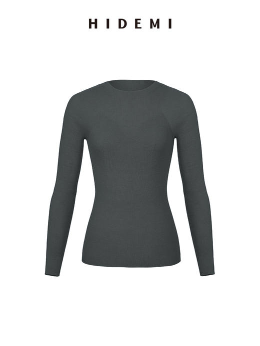 HIDEMI 美利奴超细羊毛无缝一体式云朵圆领打底上衣 燕麦色/锡器灰/浆果红/黑色 商品图8