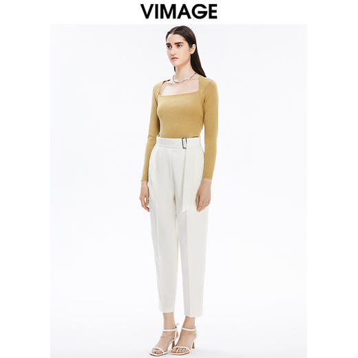 VIMAGE纬漫纪秋季新款纯色通勤显瘦简约裤子V1605220 商品图1