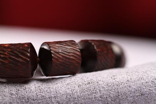 DQ0069°小叶紫檀螺纹桶珠+大漆手串 商品图3