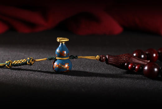 DQ0098°16mm紫檀（龙头三通+大漆葫芦）21粒 商品图2