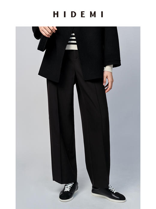 HIDEMI 黑色拉链微锥形高腰九分裤 商品图2