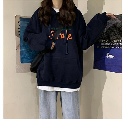 国潮牌ins美式卫衣女宽松oversize设计感小众chic秋冬季加绒外套 商品图1