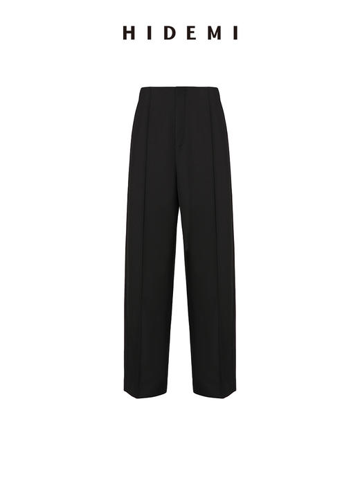 HIDEMI 黑色拉链微锥形高腰九分裤 商品图0