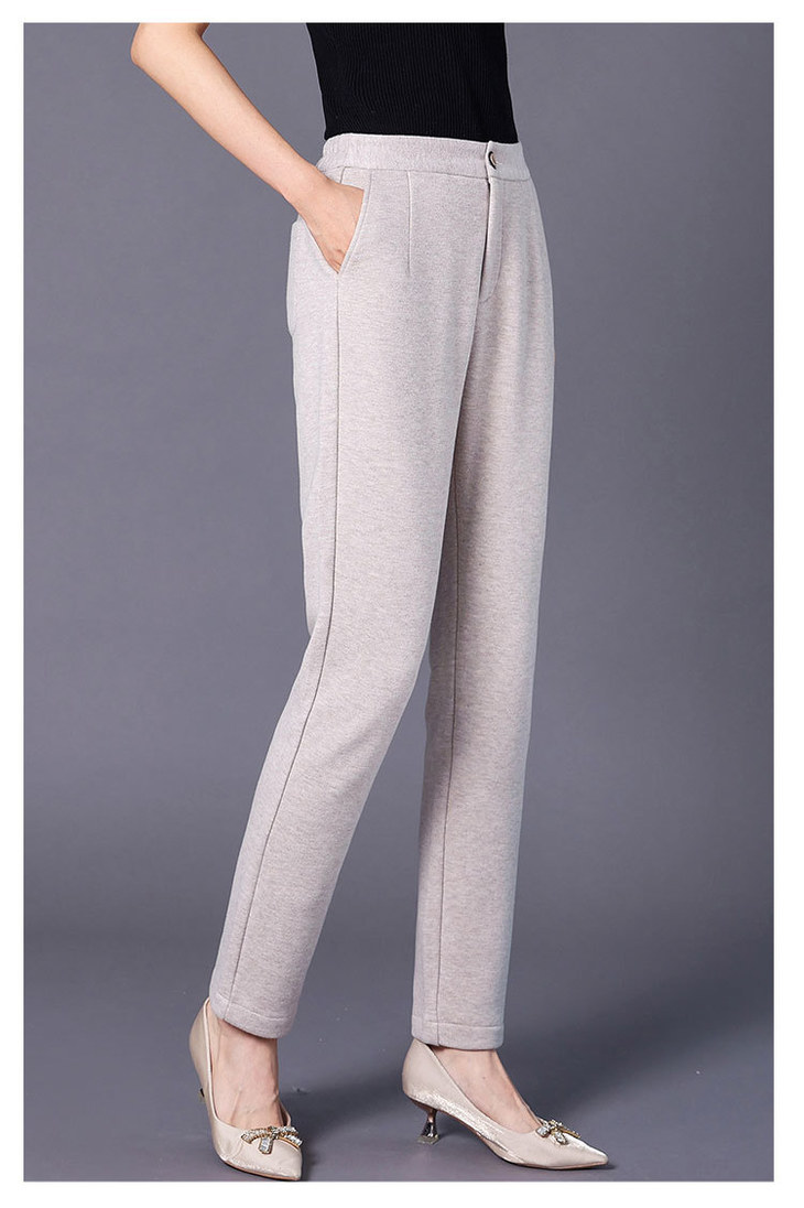 tc 25263柞蚕丝绒面加厚松紧直筒休闲宽松加绒裤