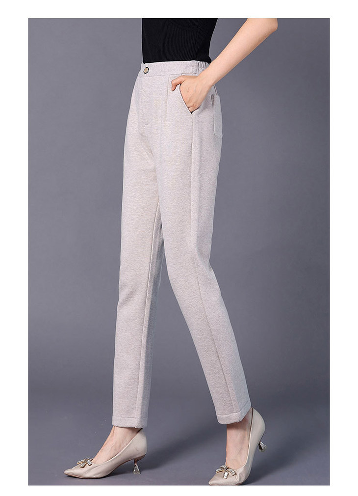 tc 25263柞蚕丝绒面加厚松紧直筒休闲宽松加绒裤