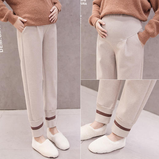 【孕妈秋冬必备单品 显高显瘦】加绒孕妇裤外穿长裤子2021秋冬季时尚款阔腿裤毛呢裤九分裤子宽松 商品图3