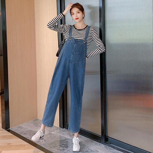 【宽松舒适 遮肉显瘦】孕妇裤子春秋季秋装外穿套装网红时尚款孕期打底裤大码牛仔背带裤哺乳 商品图2