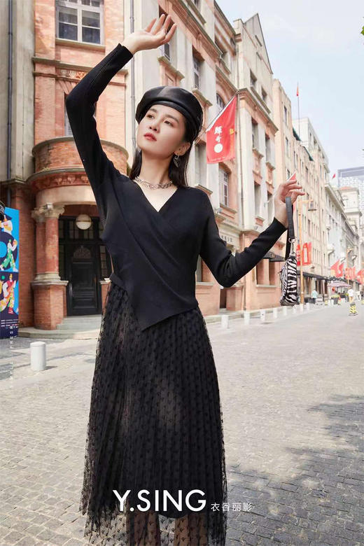 衣香丽影时尚针织下半身植绒纱裙111019202 商品图1