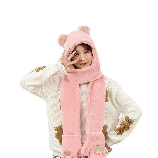 米奇帽子围巾一体户外骑行可爱羊羔绒三件套毛绒围巾保暖帽子女冬 商品图4