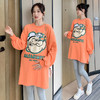 【修饰孕妈身材 拉长腿线】孕妇连衣裙秋装套装时尚款外出宽松上衣孕期中长款t恤潮妈产前产后裙子两件套 商品缩略图1