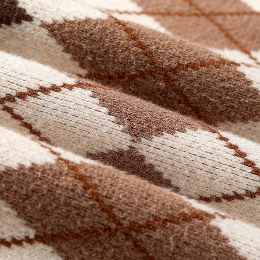 Famecoco范可儿毛衣女菱形方块冬季宽松灰色针织衫F218DD002 商品图4