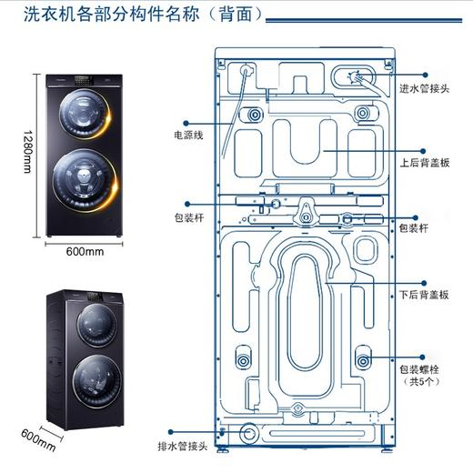 卡萨帝（Casarte）双子云裳滚筒洗衣机全自动双筒分区隔离洗护 12KG直驱变频P3 不带烘干C8 12P3U1 商品图1