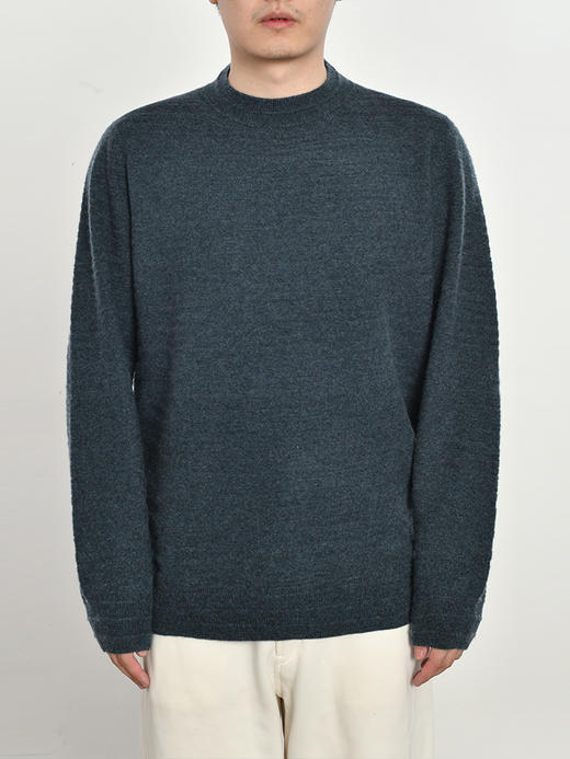 男士2021新款纯山羊绒双股暗纹小桩领套头衫 商品图1