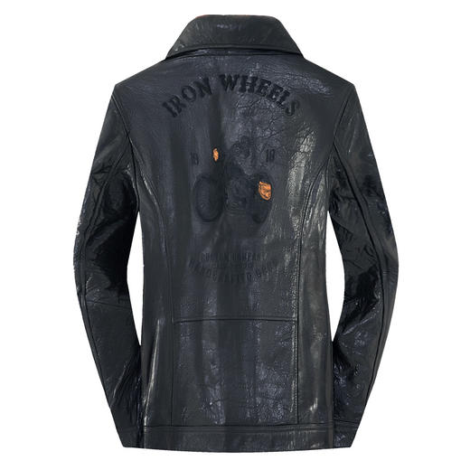 【真皮】大依优型大码皮衣潮款加肥加大绵羊皮外套休闲简约大号皮夹克真皮皮草 商品图1