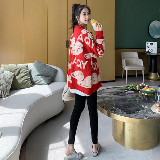 【不挑孕期 柔软舒适】保暖三件套孕妇套装时尚款外出两件套孕期产前产后长袖上衣秋冬季外套针织毛衣 商品图3