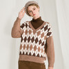 Famecoco范可儿毛衣女菱形方块冬季宽松灰色针织衫F218DD002 商品缩略图3