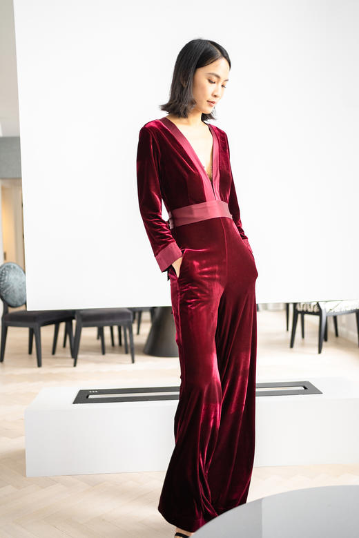 CG｜Velvet Christina Jumpsuit  [深V丝绒连体裤] 商品图3