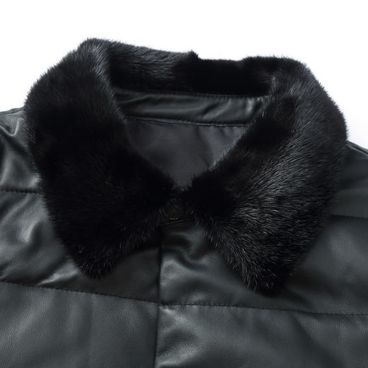 【真皮羽绒】大依优型大码皮衣潮款加肥加大绵羊皮白鸭绒真皮外套休闲简约大号皮夹克真皮皮草 商品图1