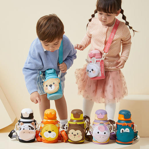 AllJoint优仅疯狂丛林小动物系列保温杯，儿童吸管杯316不锈钢水杯，防呛吸管设计 商品图1