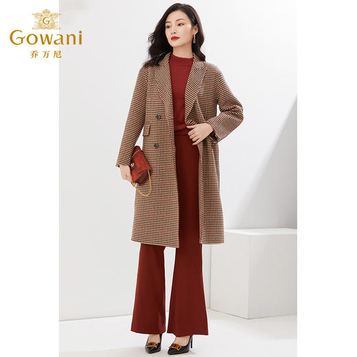 【100%绵羊毛】乔万尼秋冬新品绵羊毛大衣人字纹气质高级复古感EI4A588 商品图3