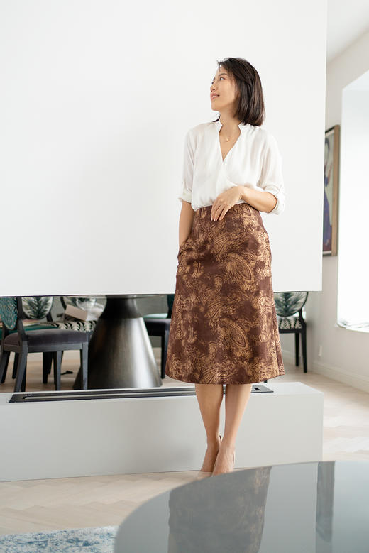 CG｜Painting Leather A-line Skirt [金纹真皮A字裙] 商品图1