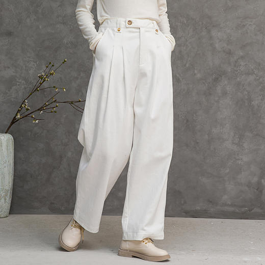 Famecoco范可儿纯棉休闲裤女秋冬休闲慵懒宽松裤大F218GA022 商品图2