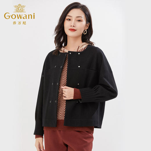 【绵羊毛】乔万尼秋冬新款羊毛呢大衣短款美利奴羊毛减龄休闲EI4B560 商品图1