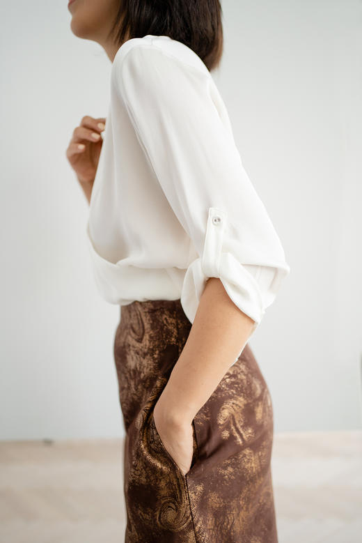 CG｜Silk Shirt with Mandarin Collar  [真丝立领长袖衬衫] 商品图1