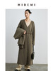 HIDEMI 摩卡其色斗篷分体两件套式腰带浴袍式长款澳毛大衣 商品缩略图7