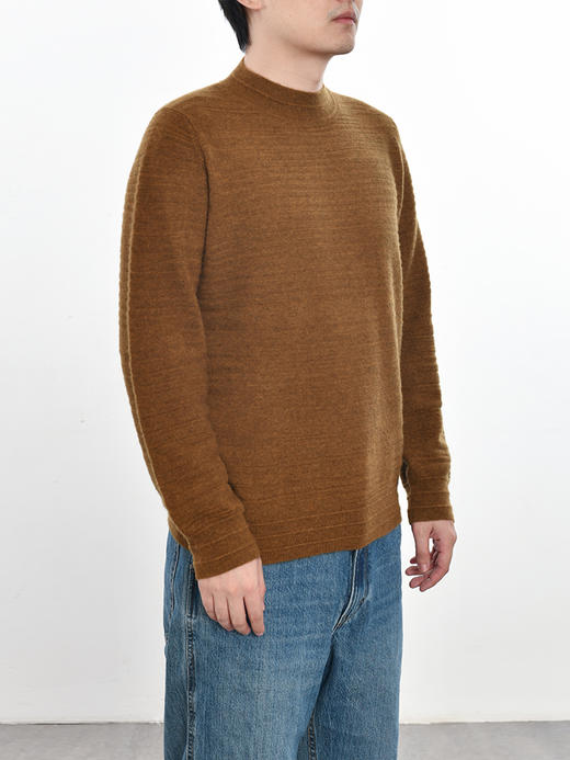 男士2021新款纯山羊绒双股暗纹小桩领套头衫 商品图0