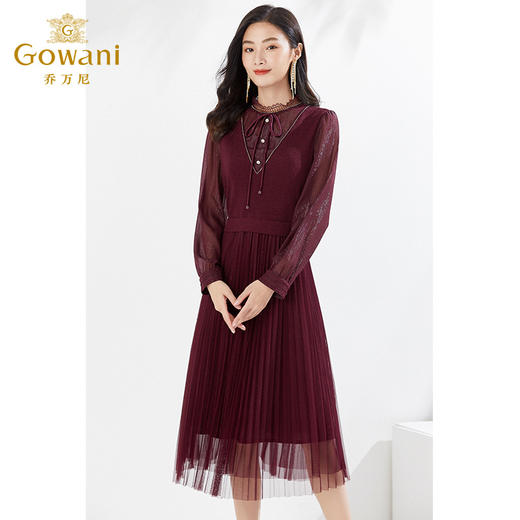 乔万尼秋冬新品连衣裙绵羊毛针织假两件裙EI4E669 商品图1