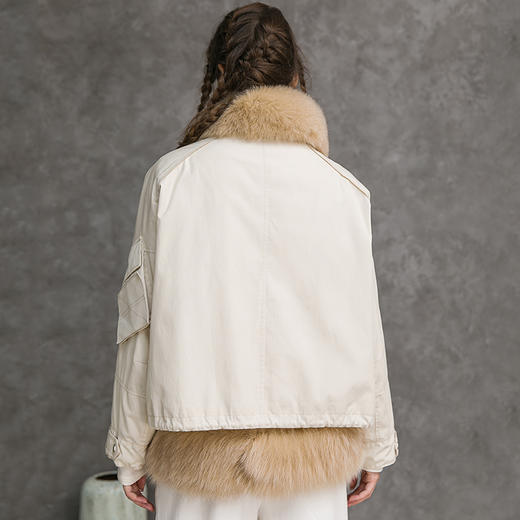 famecoco范可儿短款羽绒服拼接毛领冬季加厚外套女F218AJ004 商品图2