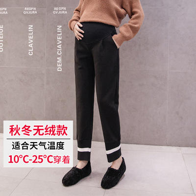 【孕妈秋冬必备单品 显高显瘦】加绒孕妇裤外穿长裤子2021秋冬季时尚款阔腿裤毛呢裤九分裤子宽松 商品图11