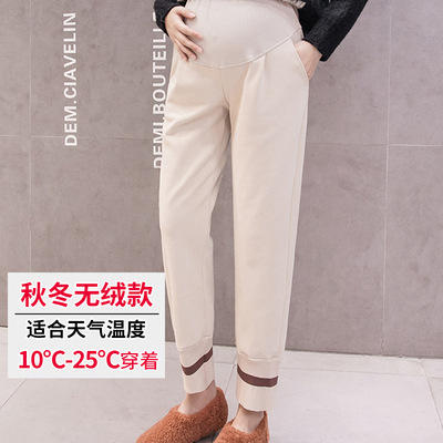 【孕妈秋冬必备单品 显高显瘦】加绒孕妇裤外穿长裤子2021秋冬季时尚款阔腿裤毛呢裤九分裤子宽松 商品图5