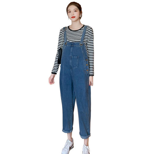 【宽松舒适 遮肉显瘦】孕妇裤子春秋季秋装外穿套装网红时尚款孕期打底裤大码牛仔背带裤哺乳 商品图4