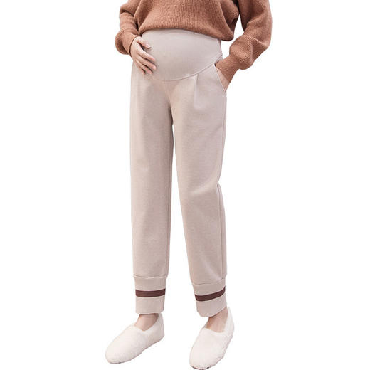 【孕妈秋冬必备单品 显高显瘦】加绒孕妇裤外穿长裤子2021秋冬季时尚款阔腿裤毛呢裤九分裤子宽松 商品图4