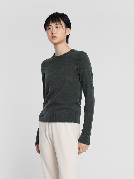 女士2021新款纯山羊绒冬稀针圆领长袖套头衫 商品图3