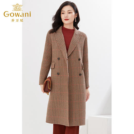 【100%绵羊毛】乔万尼秋冬新品绵羊毛大衣人字纹气质高级复古感EI4A588 商品图2