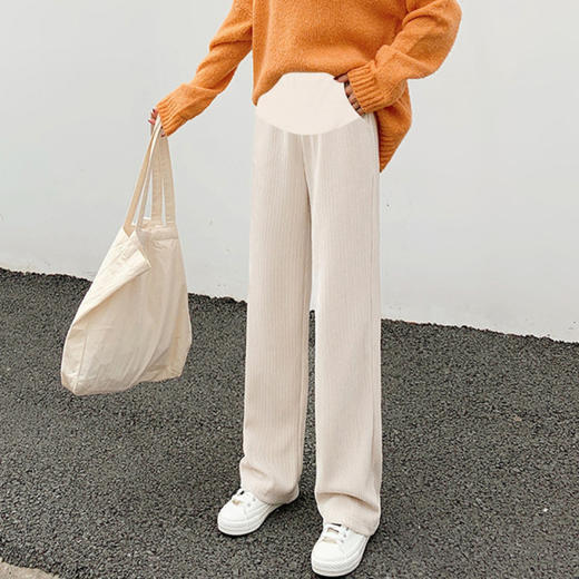 【保暖不臃肿 一条可过冬】孕妇裤秋冬季加绒雪尼尔灯芯绒阔腿孕期产前产后裤显瘦拖地裤宽松老爹裤奶奶裤 商品图6
