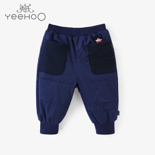 英氏-童衣类（冬）E1英梭长裤深海滨蓝100CM 商品图0