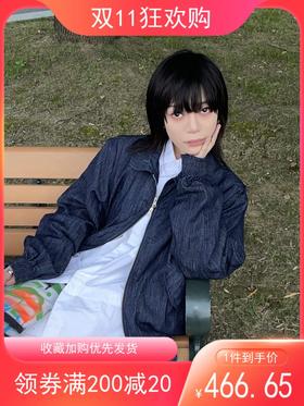 THE AIER 21AW新品宽松牛仔蓝夹克双拉链外套薄款