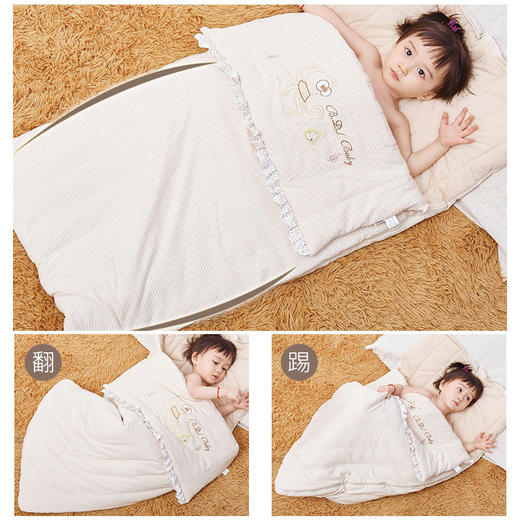 【针对换季气温变化设计】比多乐婴儿睡袋春秋防踢被神器宝宝信封式空调房秋冬季彩棉睡袋 商品图0