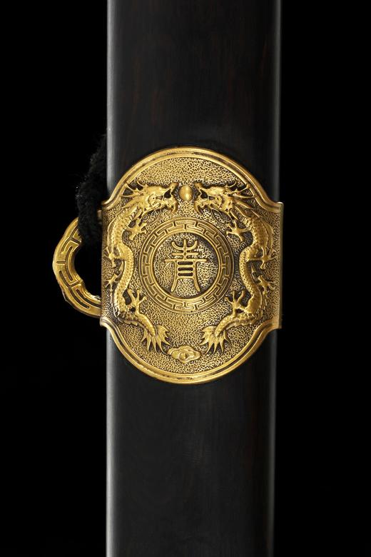 青龙清剑 ▏ 张叶胜大师监制 纯铜手雕黄铜剑装 名贵黑檀木鞘 百炼花纹钢剑刃（未开刃） 商品图2