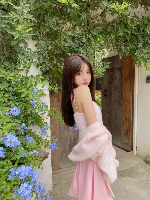 MATEMATE原创爱心水钻链条少女粉夏日吊带纯欲超仙质感背心 商品图2